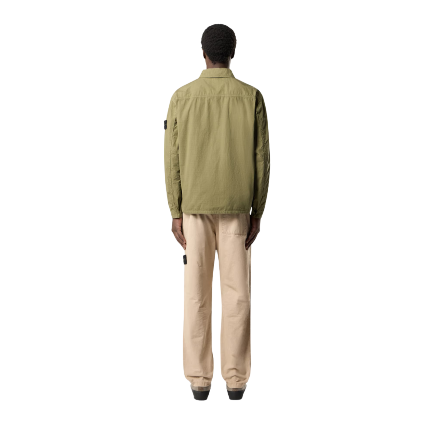 Surchemise veste zippée STONE ISLAND ripstop coton bio kaki poches poitrine