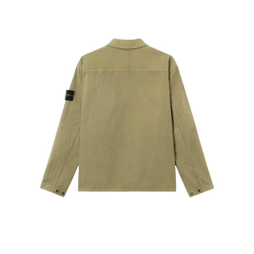 Surchemise veste zippée STONE ISLAND ripstop coton bio kaki poches poitrine