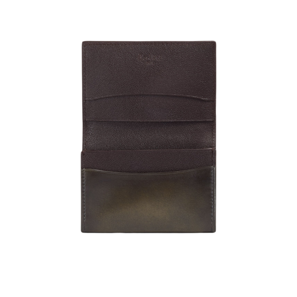 Porte-Cartes BERLUTI Imbuia Gaspard Cuir de veau Venezia selva oscura kaki