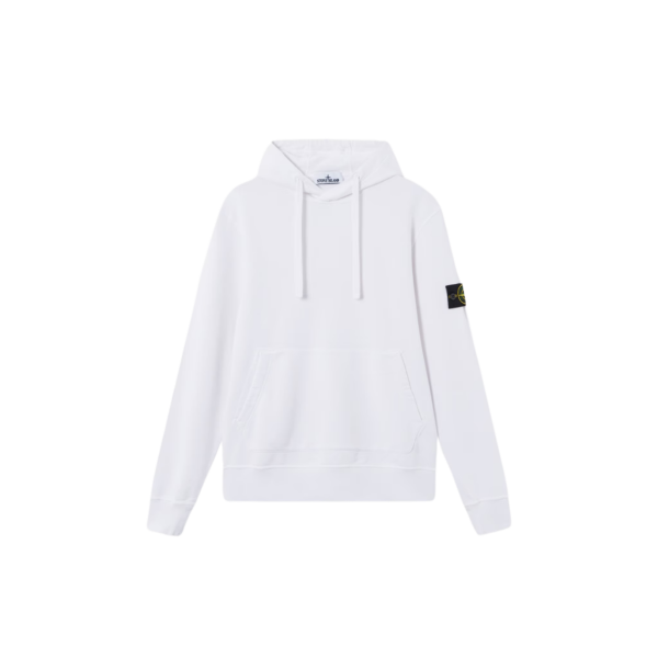Sweat-shirt à capuche STONE ISLAND regular coton blanc poche kangourou