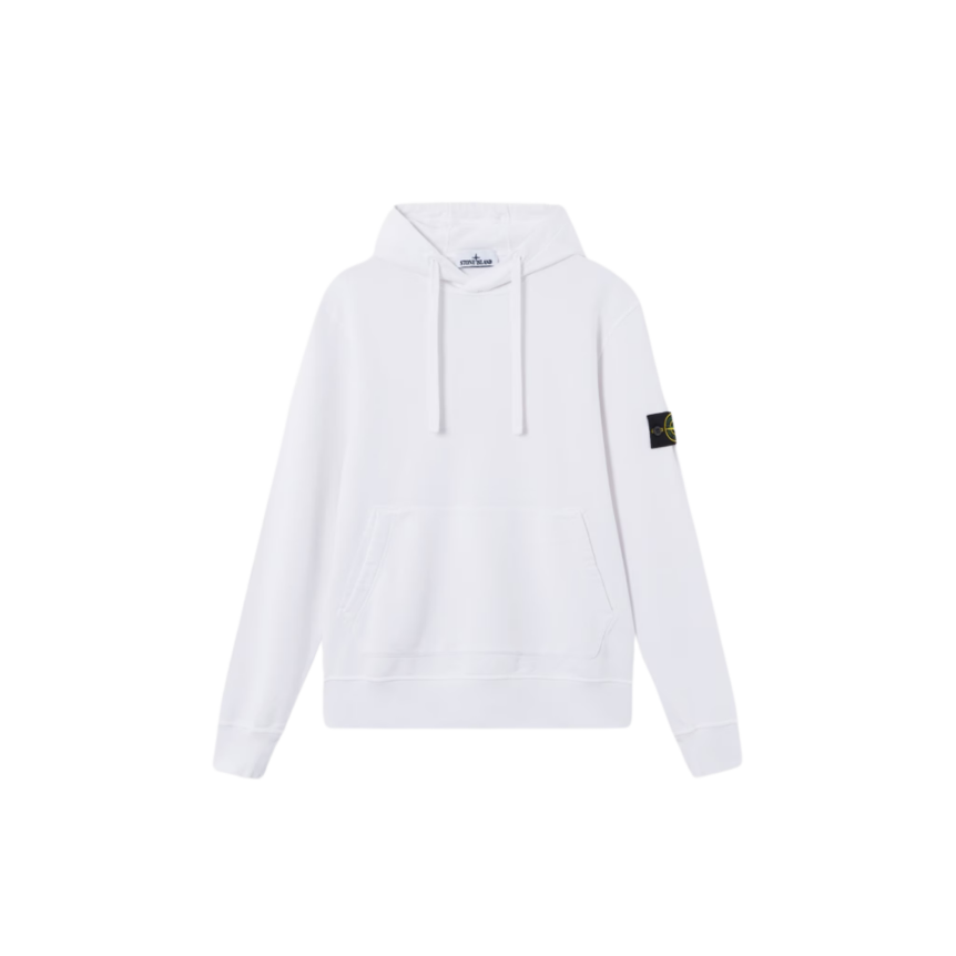 Sweat-shirt à capuche STONE ISLAND regular coton blanc poche kangourou