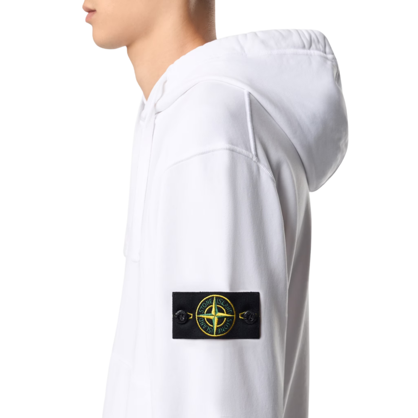 Sweat-shirt à capuche STONE ISLAND regular coton blanc poche kangourou