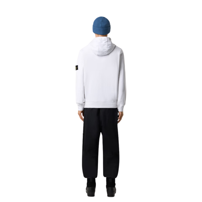 Sweat-shirt à capuche STONE ISLAND regular coton blanc poche kangourou