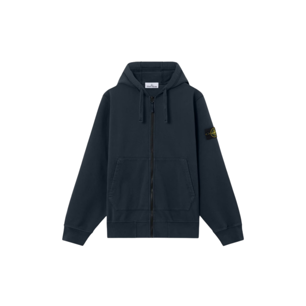 Sweat-shirt cardigan zippé STONE ISLAND à capuche regular coton bleu marine poches