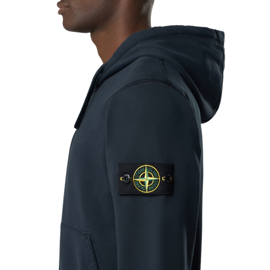 Sweat-shirt cardigan zippé STONE ISLAND à capuche regular coton bleu marine poches