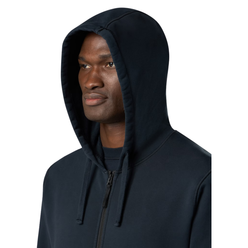 Sweat-shirt cardigan zippé STONE ISLAND à capuche regular coton bleu marine poches