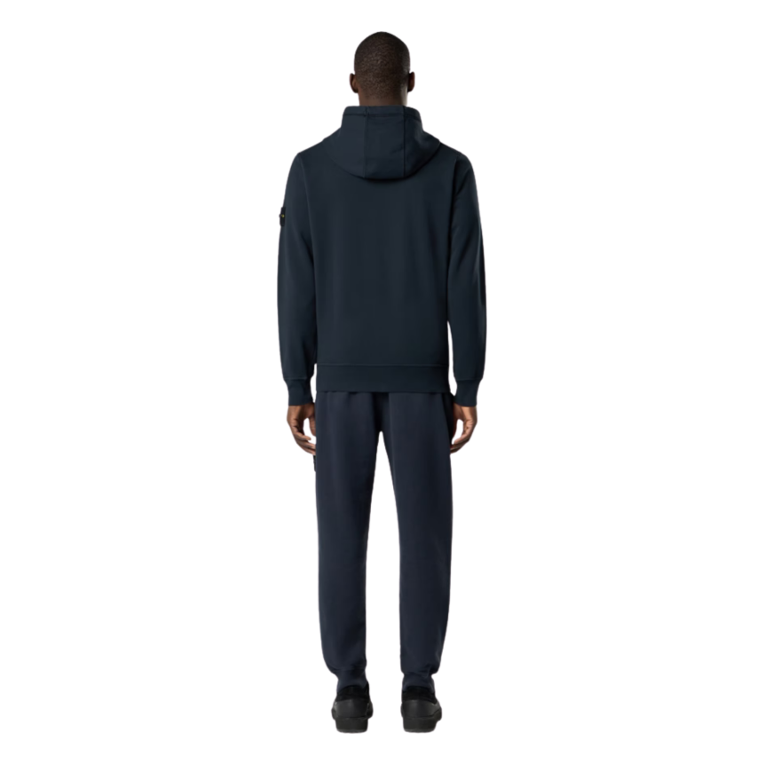 Sweat-shirt cardigan zippé STONE ISLAND à capuche regular coton bleu marine poches