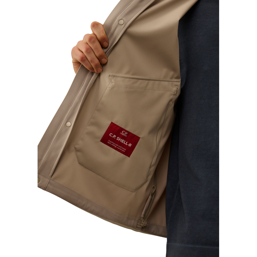 Gilet sans manches à capuche lunettes nylon CP COMPANY recyclé Shell R beige gris