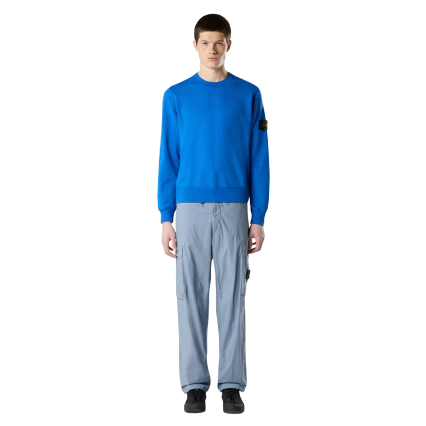 Sweat-shirt ras-du-cou STONE ISLAND regular manche raglan coton bleu roi