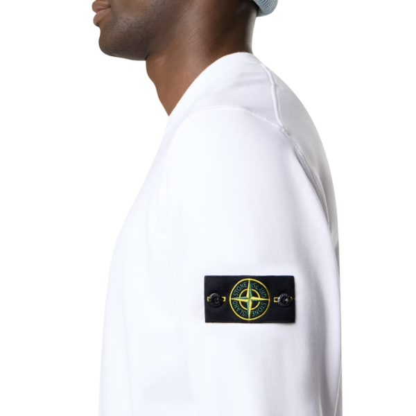 Sweat-shirt ras-du-cou STONE ISLAND regular manche raglan coton blanc