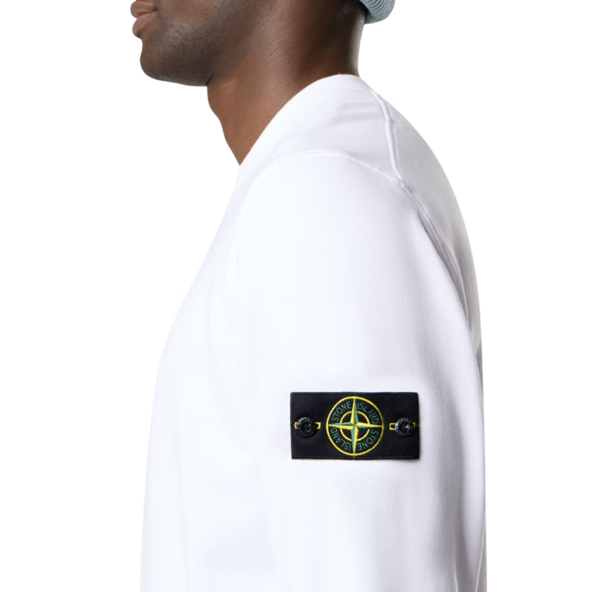 Sweat-shirt ras-du-cou STONE ISLAND regular manche raglan coton blanc
