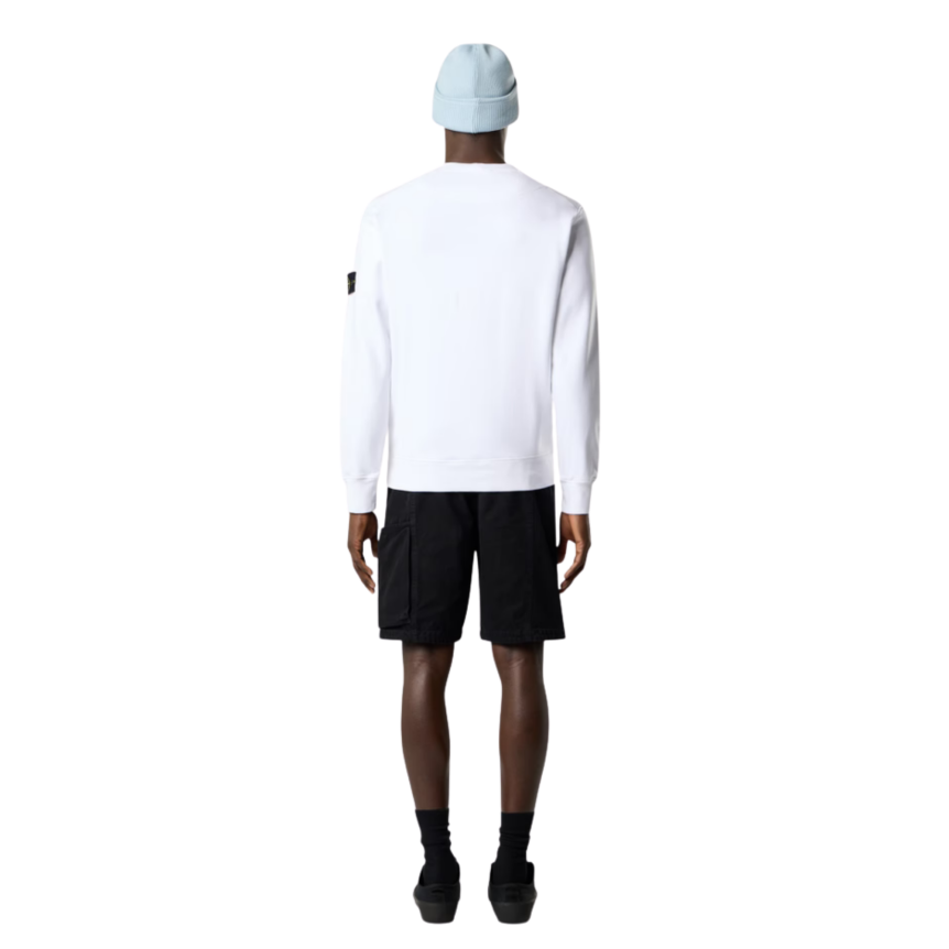 Sweat-shirt ras-du-cou STONE ISLAND regular manche raglan coton blanc