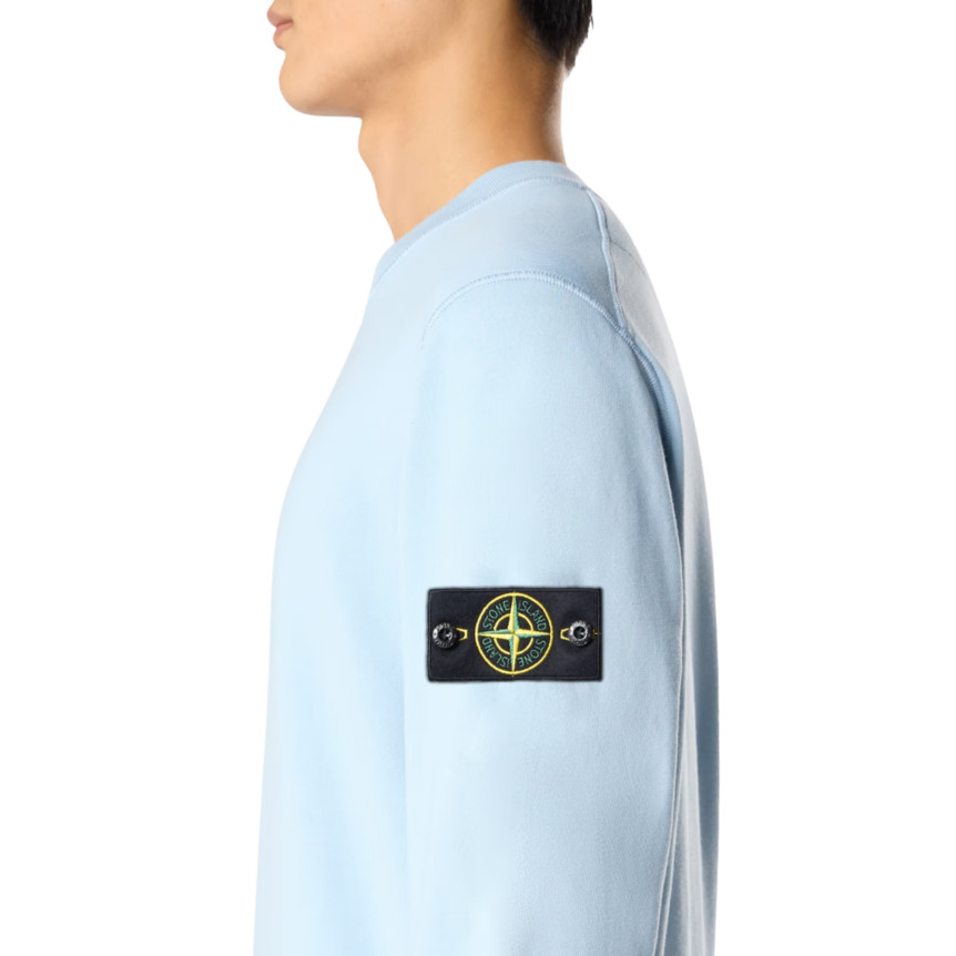 Sweat-shirt ras-du-cou STONE ISLAND regular manche raglan coton bleu ciel
