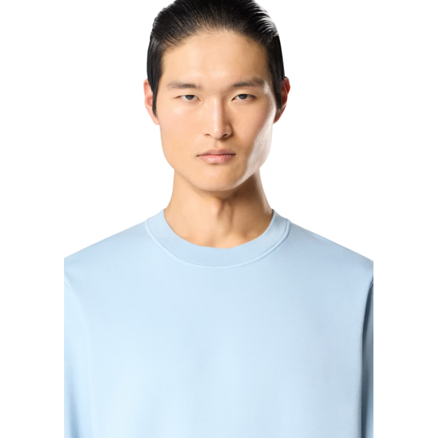 Sweat-shirt ras-du-cou STONE ISLAND regular manche raglan coton bleu ciel