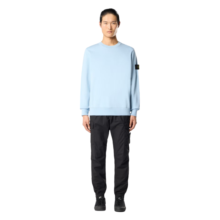 Sweat-shirt ras-du-cou STONE ISLAND regular manche raglan coton bleu ciel