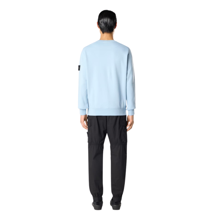 Sweat-shirt ras-du-cou STONE ISLAND regular manche raglan coton bleu ciel