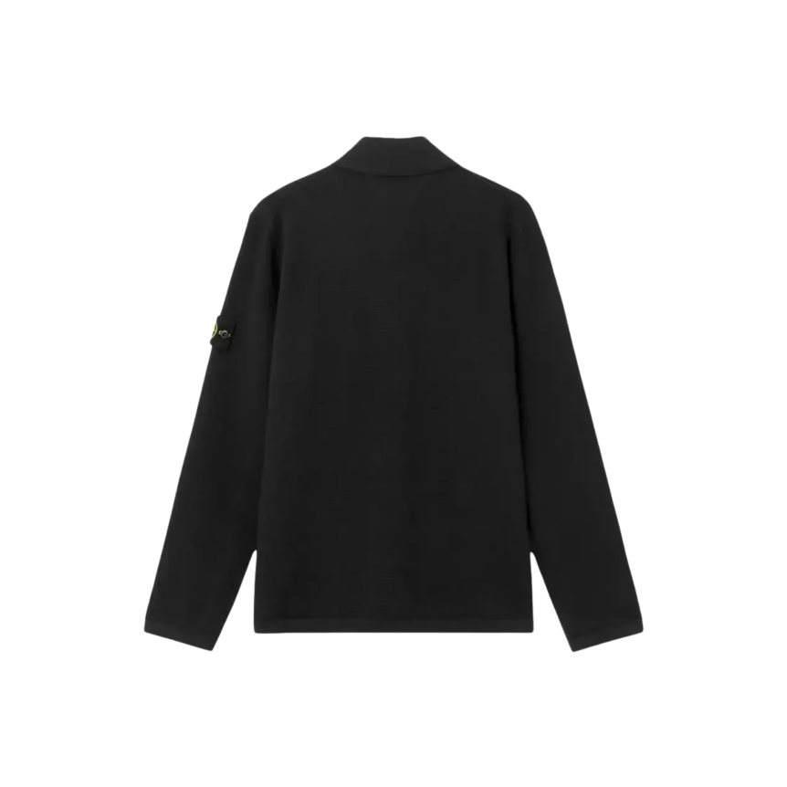 Polo ample STONE ISLAND manche longue côtelée coton noir