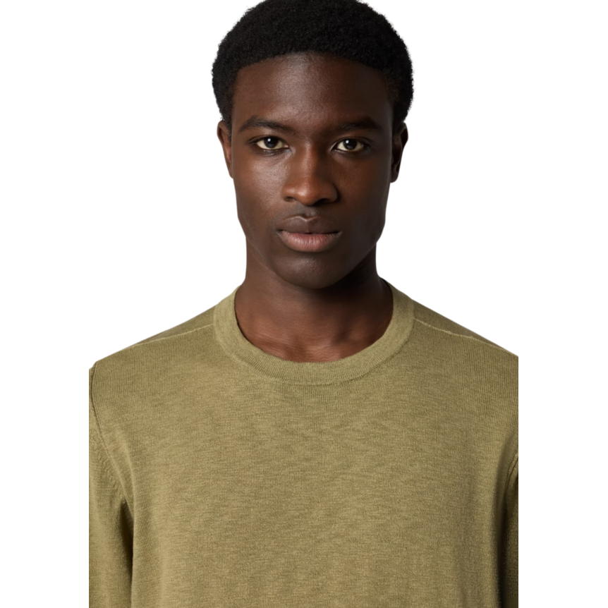 Pull ras-du-cou STONE ISLAND coton bio nylon vert kaki manche roulotée