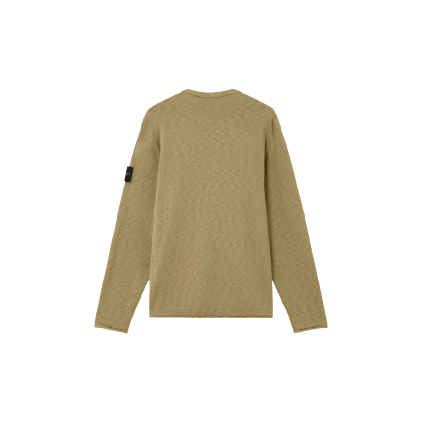 Pull ras-du-cou STONE ISLAND coton bio nylon vert kaki manche roulotée