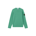 Pull ras-du-cou coton bio nylon vert manche roulotée