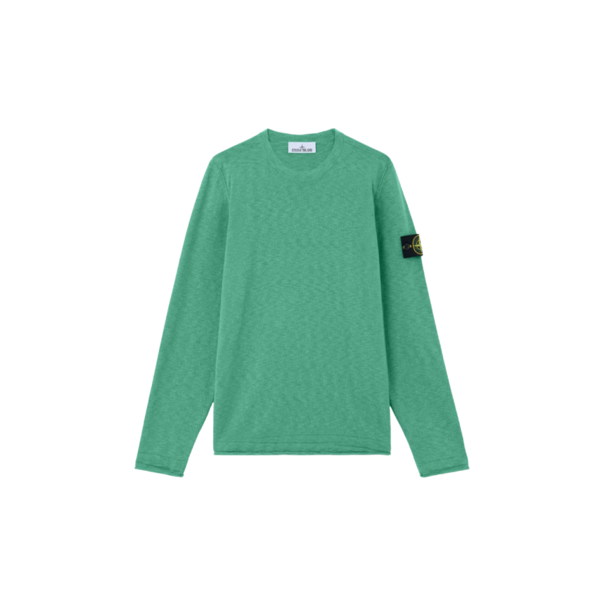 Pull ras-du-cou STONE ISLAND coton bio nylon vert manche roulotée
