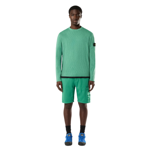 Pull ras-du-cou STONE ISLAND coton bio nylon vert manche roulotée