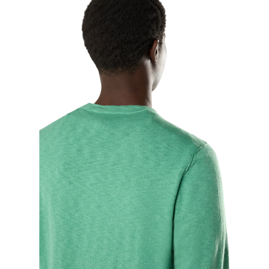 Pull ras-du-cou STONE ISLAND coton bio nylon vert manche roulotée