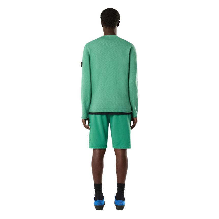 Pull ras-du-cou STONE ISLAND coton bio nylon vert manche roulotée