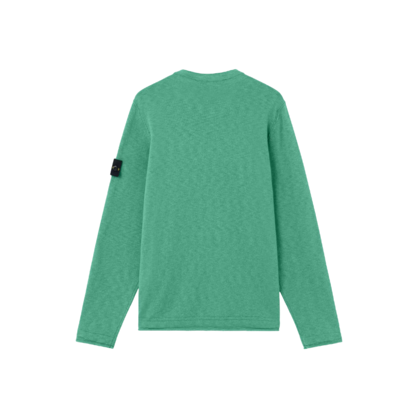 Pull ras-du-cou STONE ISLAND coton bio nylon vert manche roulotée