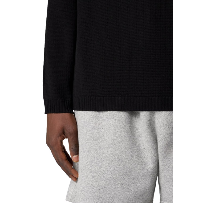 Pull ample ras-du-cou STONE ISLAND coton noir manche longue côtelée