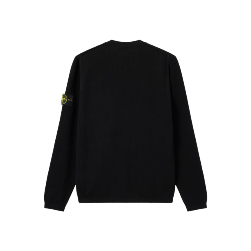 Pull ample ras-du-cou STONE ISLAND coton noir manche longue côtelée