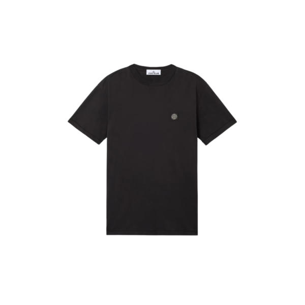 T-shirt col rond STONE ISLAND manche courte  slim coton noir patch Compass