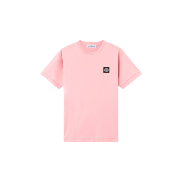 T-shirt col rond STONE ISLAND manche courte  slim coton laurier rose patch Compass