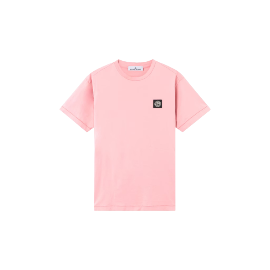 T-shirt col rond STONE ISLAND manche courte  slim coton laurier rose patch Compass