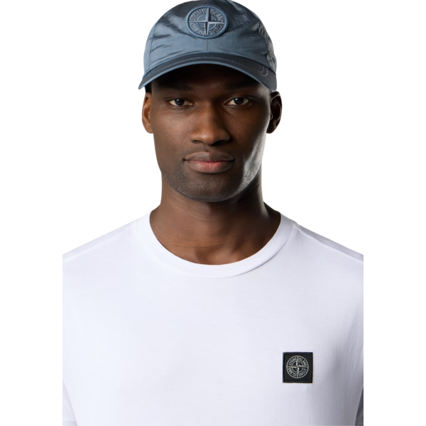 T-shirt col rond STONE ISLAND manche courte  slim coton blanc patch Compass