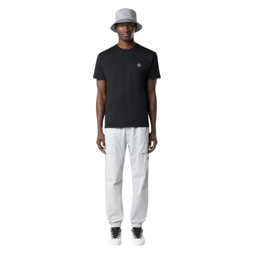 T-shirt col rond STONE ISLAND manche courte  slim coton noir patch Compass