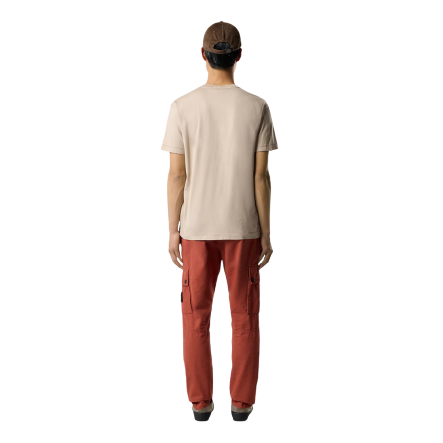 T-shirt col rond STONE ISLAND manche courte  slim coton beige patch Compass