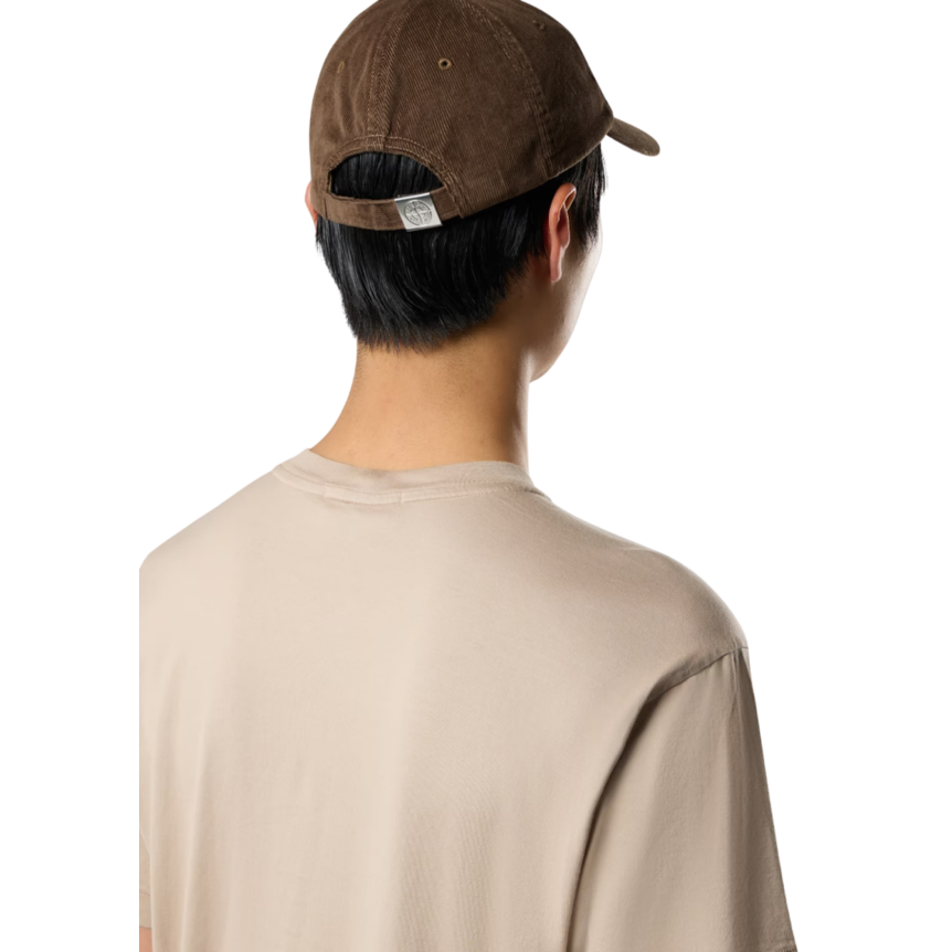 T-shirt col rond STONE ISLAND manche courte  slim coton beige patch Compass