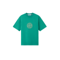 T-shirt manche courte col rond coton vert boussole beige