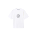 T-shirt manche courte col rond coton blanc boussole noir