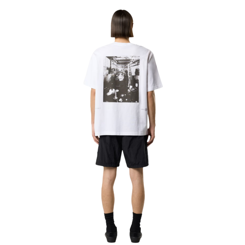T-shirt manche courte STONE ISLAND jersey coton bio blanc photo Carlo dos