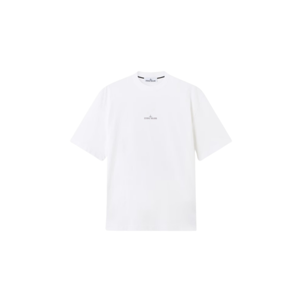 T-shirt manche courte STONE ISLAND jersey coton bio blanc photo Carlo dos