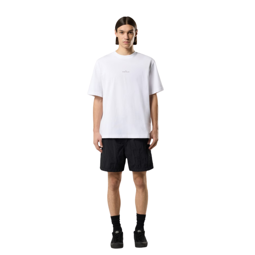T-shirt manche courte STONE ISLAND jersey coton bio blanc photo Carlo dos