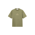 T-shirt col rond manche courte coton vert kaki Stone boussole dos beige