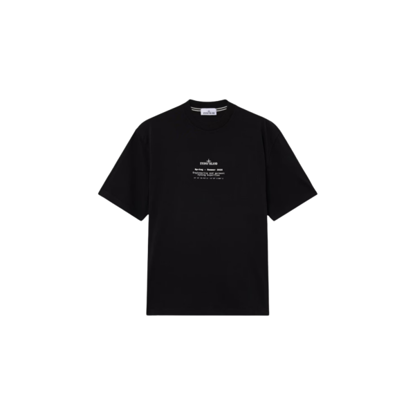 T-shirt col rond STONE ISLAND manche courte coton noir Stone boussole dos blanc