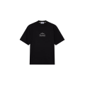 T-shirt col rond manche courte coton noir Stone boussole dos blanc