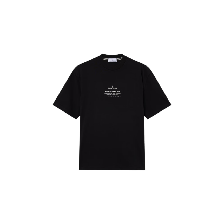 T-shirt col rond STONE ISLAND manche courte coton noir Stone boussole dos blanc