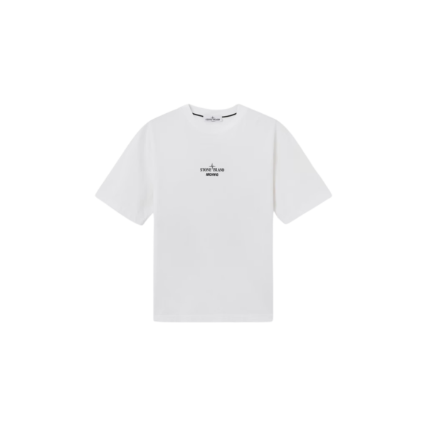 T-shirt col rond STONE ISLAND jersey coton bio noir imprimé Archivio dos