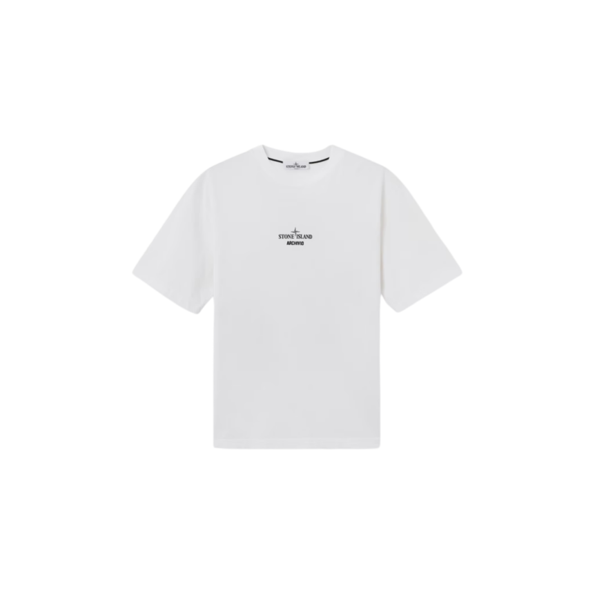 T-shirt col rond STONE ISLAND jersey coton bio noir imprimé Archivio dos