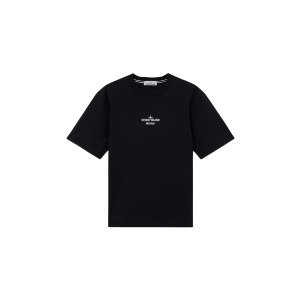 T-shirt col rond STONE ISLAND jersey coton bio noir imprimé Archivio dos